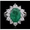 Image 1 : 14KT White Gold 3.41ct Emerald and Diamond Ring