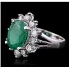 Image 2 : 14KT White Gold 3.41ct Emerald and Diamond Ring