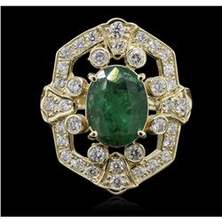 14KT Yellow Gold 3.03ct Emerald and Diamond Ring