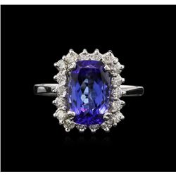 2.66ct Tanzanite and Diamond Ring - 14KT White Gold