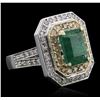 Image 2 : 14KT White Gold 3.75ct Emerald and Diamond Ring