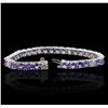 Image 3 : 14KT White Gold 14.28ctw Tanzanite and Diamond Bracelet