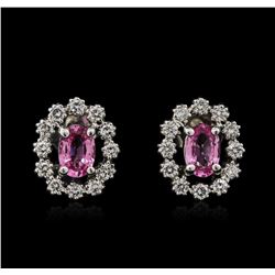 14KT White Gold 1.02ctw Pink Sapphire and Diamond Earrings