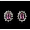 Image 1 : 14KT White Gold 1.02ctw Pink Sapphire and Diamond Earrings