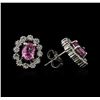 Image 2 : 14KT White Gold 1.02ctw Pink Sapphire and Diamond Earrings