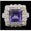 Image 1 : 14KT White Gold 4.23ct Tanzanite and Diamond Ring
