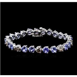 14KT White Gold 9.46ctw Tanzanite and Diamond Bracelet