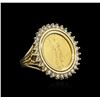 Image 2 : 14KT Yellow Gold 0.37ctw Diamond Coin Ring