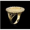 Image 3 : 14KT Yellow Gold 0.37ctw Diamond Coin Ring