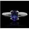 Image 1 : 14KT White Gold 1.39ct Tanzanite and Diamond Ring
