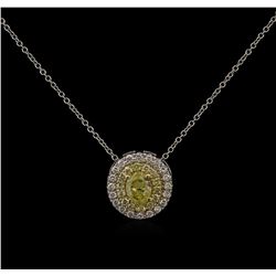 1.02ctw Yellow Diamond Pendant With Chain - 14KT Two-Tone Gold