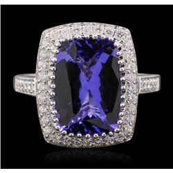 14KT White Gold 5.95ct Tanzanite and Diamond Ring