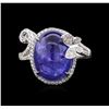 Image 1 : 18KT White Gold 9.03ct Tanzanite and Diamond Ring