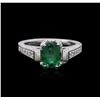 Image 1 : 14KT White Gold 1.42ct Emerald and Diamond Ring