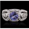 Image 1 : 18KT White Gold 1.60ct Tanzanite and Diamond Ring