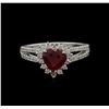 Image 1 : 1.18ct Ruby and Diamond Ring - 14KT White Gold