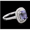 Image 2 : 14KT White Gold 3.10ct Tanzanite and Diamond Ring
