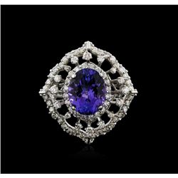 14KT White Gold 4.04ct Tanzanite and Diamond Ring