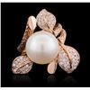 Image 1 : 14KT Rose Gold 0.62ctw Diamond and Pearl Ring