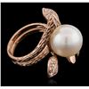 Image 3 : 14KT Rose Gold 0.62ctw Diamond and Pearl Ring