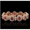 Image 2 : 14KT Rose Gold 10.89ctw Ruby and Diamond Bracelet