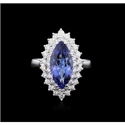 14KT White Gold 3.05ct Tanzanite and Diamond Ring