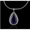 Image 2 : 14KT White Gold GIA Certified 31.37ct Tanzanite and Diamond Pendant With Chain