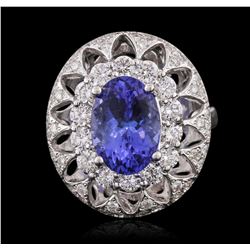 14KT White Gold 3.03ct Tanzanite and Diamond Ring