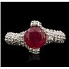 Image 1 : 14KT White Gold 1.63ct Ruby and Diamond Ring