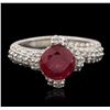 Image 2 : 14KT White Gold 1.63ct Ruby and Diamond Ring