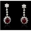 Image 1 : 14KT White Gold 5.56ctw Ruby and Diamond Earrings