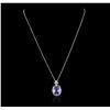 Image 1 : 14KT White Gold 6.63ct Tanzanite and Diamond Pendant With Chain