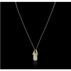 14KT Yellow Gold 2.31ct Opal and Diamond Pendant With Chain