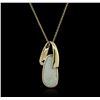 Image 2 : 14KT Yellow Gold 2.31ct Opal and Diamond Pendant With Chain