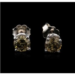 14KT White Gold 1.22ctw Fancy Brown Diamond Stud Earrings