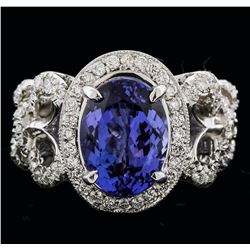 14KT White Gold 3.69ct Tanzanite and Diamond Ring