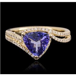 14KT Yellow Gold 1.03ct Tanzanite and Diamond Ring