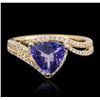 Image 1 : 14KT Yellow Gold 1.03ct Tanzanite and Diamond Ring