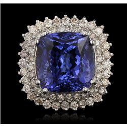 14KT White Gold 16.51ct GIA Cert Tanzanite and Diamond Ring