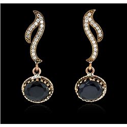 SILVER 18.24ctw Blue Crystal and Cubic Zirconia Earrings