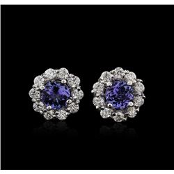 14KT White Gold 2.40ctw Tanzanite and Diamond Earrings