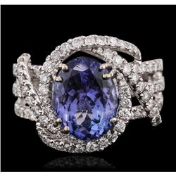 18KT White Gold 3.36ct Tanzanite and Diamond Ring