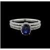Image 1 : 1.21ct Sapphire and Diamond Ring - 14KT White Gold