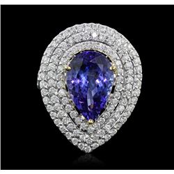 14KT Two-Tone Gold 5.47ct Tanzanite and Diamond Ring