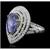 Image 2 : 14KT Two-Tone Gold 5.47ct Tanzanite and Diamond Ring