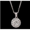 Image 1 : 14KT White Gold 0.92ctw Diamond Pendant With Chain