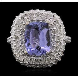 14KT White Gold 3.18ct Tanzanite and Diamond Ring