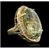 Image 2 : 14KT Yellow Gold 27.45ct Green Quartz and Diamond Ring