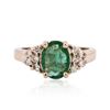 Image 1 : 14KT Rose Gold 1.21ct Emerald and Diamond Ring