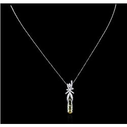 14KT White Gold 6.44ct Citrine and Diamond Pendant With Chain